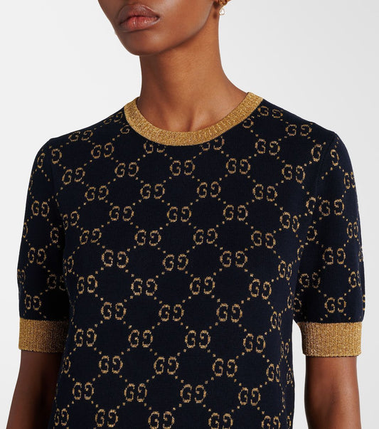 Gucci GG Monogram Knit Short Sleeve T-Shirt