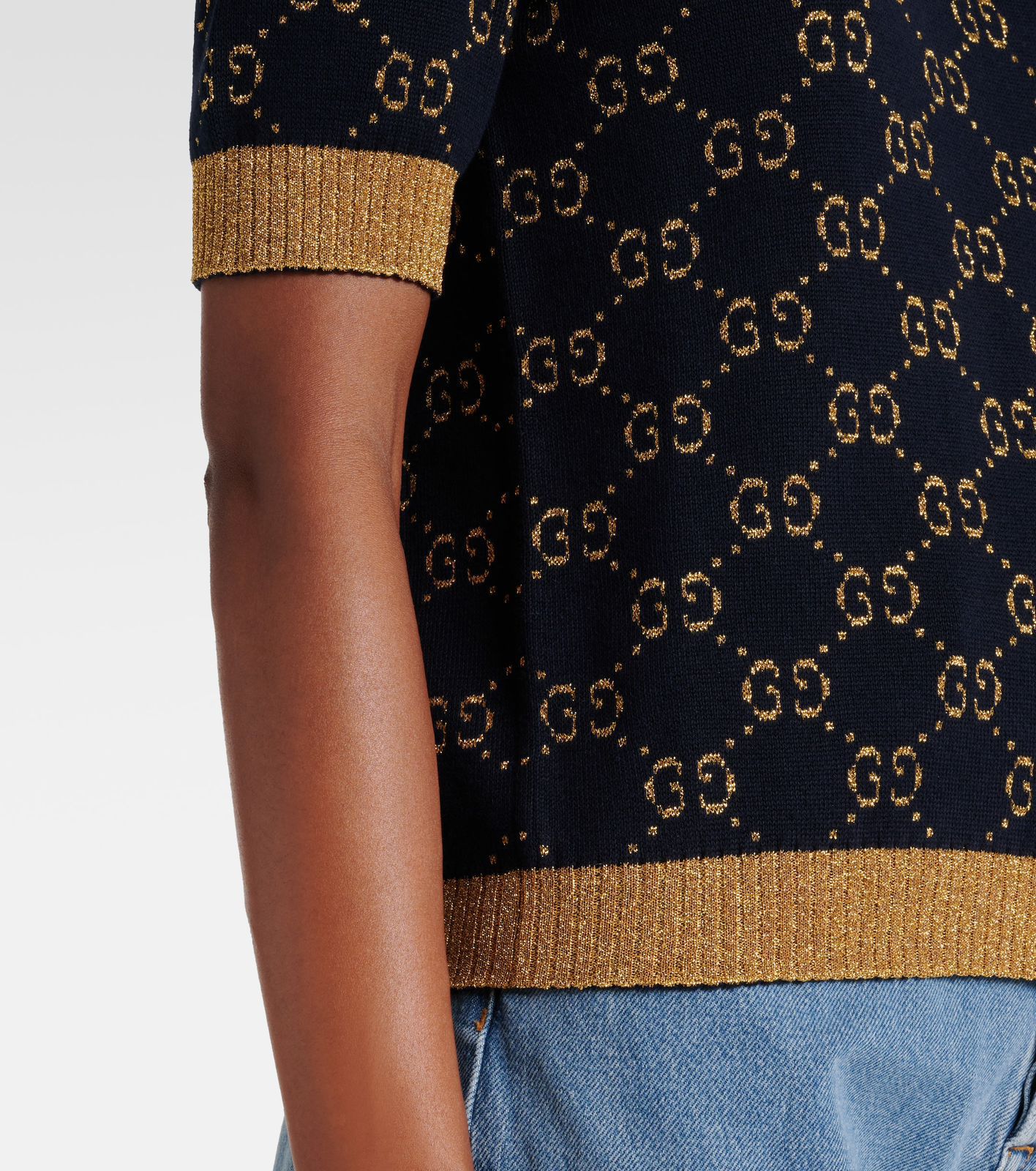 Gucci GG Monogram Knit Short Sleeve T-Shirt