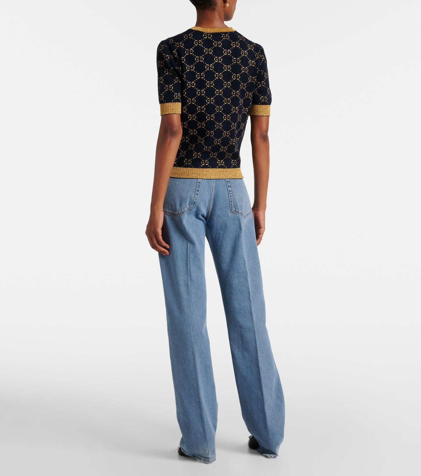Gucci GG Monogram Knit Short Sleeve T-Shirt