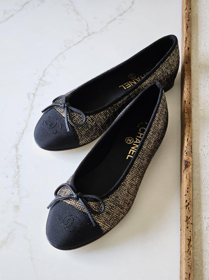 Chanel Tweed Grosgrain Ballerina Flats