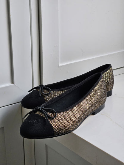 Chanel Tweed Grosgrain Ballerina Flats