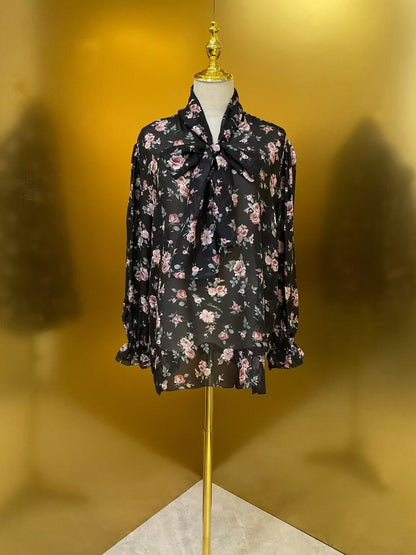 Dolce & Gabbana Floral Print Blouse and Pleated Midi Skirt Set for Women