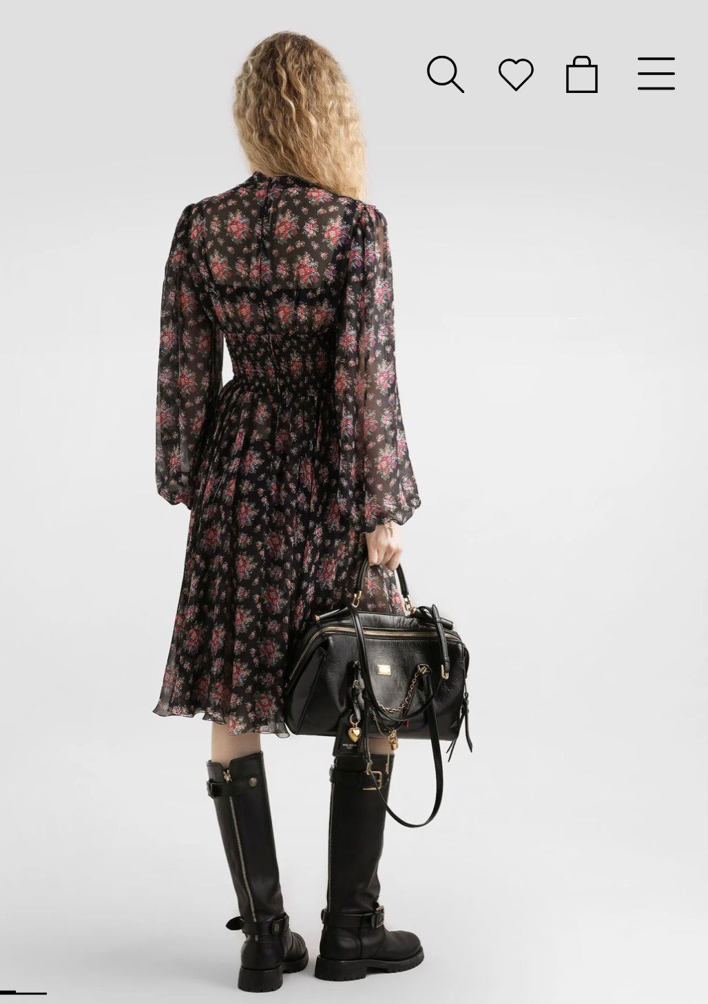 Dolce & Gabbana Floral Print Chiffon Smocked Waist Short Dress
