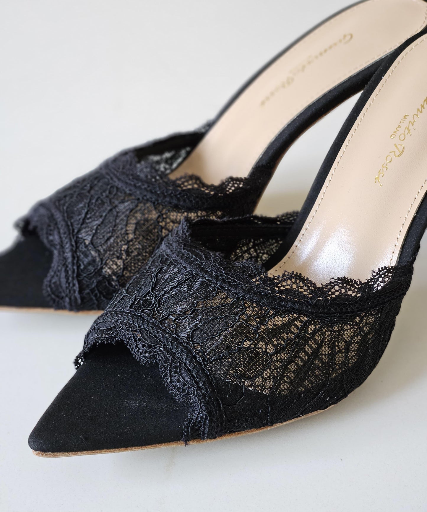 Gianvito Rossi Lace Claudia Mules