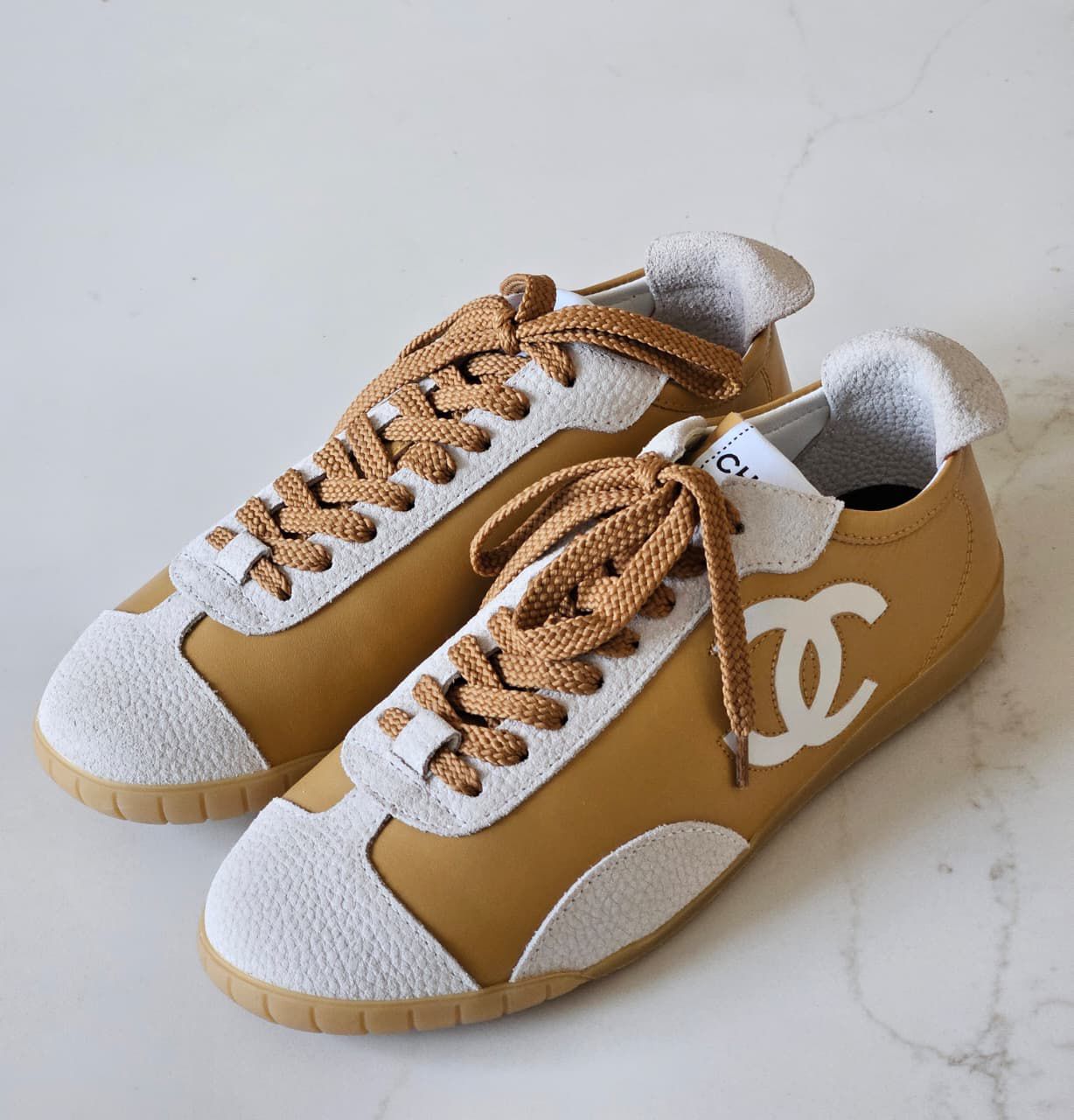 Chanel Calfskin & Embossed Suede Trainers
