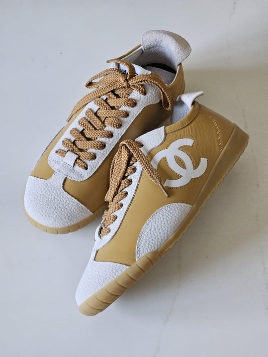Chanel Calfskin & Embossed Suede Trainers