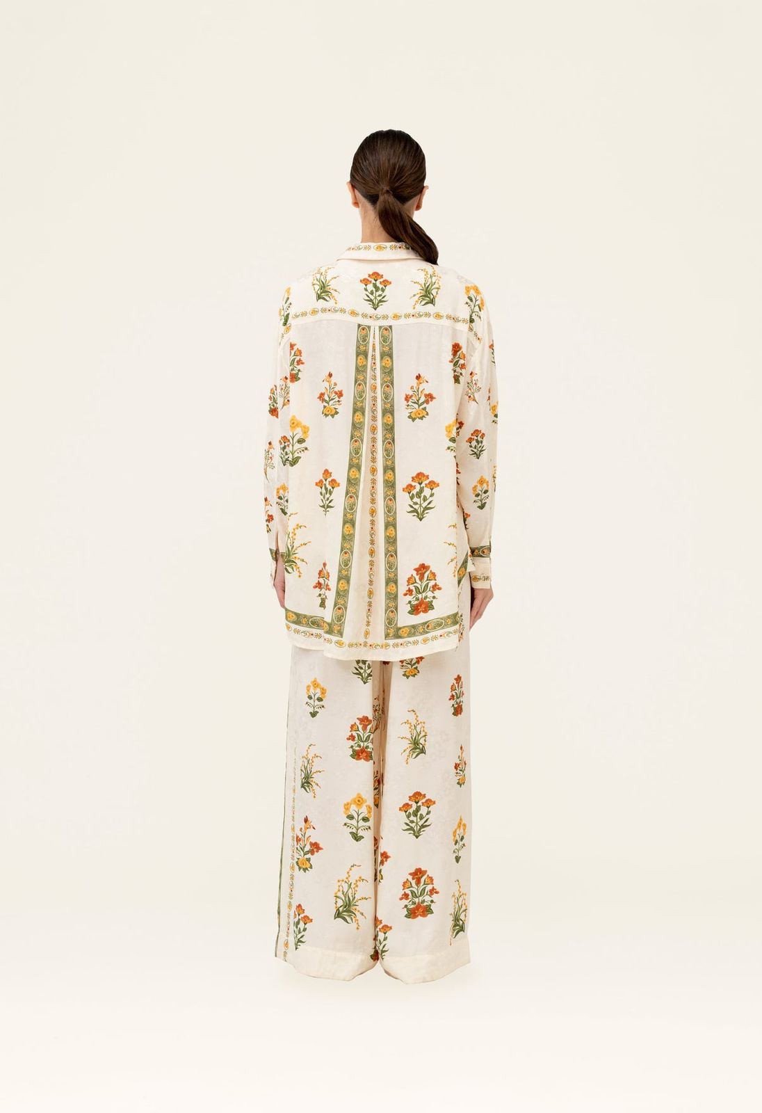 Agua Bendita Floral Print Relaxed Fit Shirt and Wide Leg Pants Set