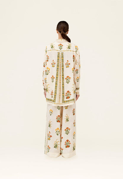Agua Bendita Floral Print Relaxed Fit Shirt and Wide Leg Pants Set