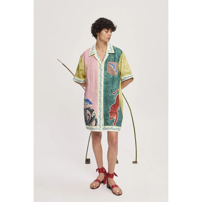 Alemais Abstract Print Belted Shirt Dress