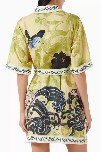 Alemais Abstract Print Belted Shirt Dress