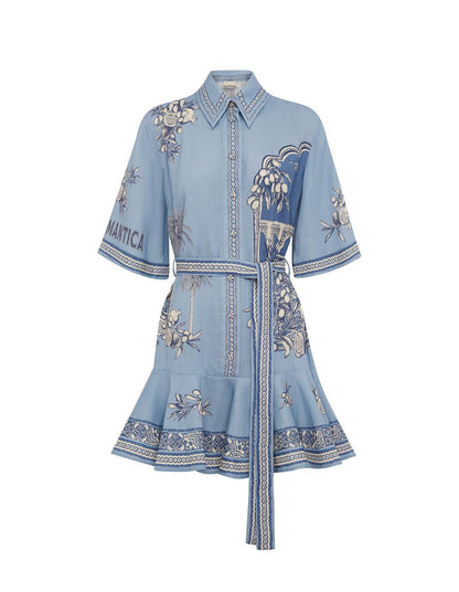 Alemais Abstract Print Belted Shirt Dress