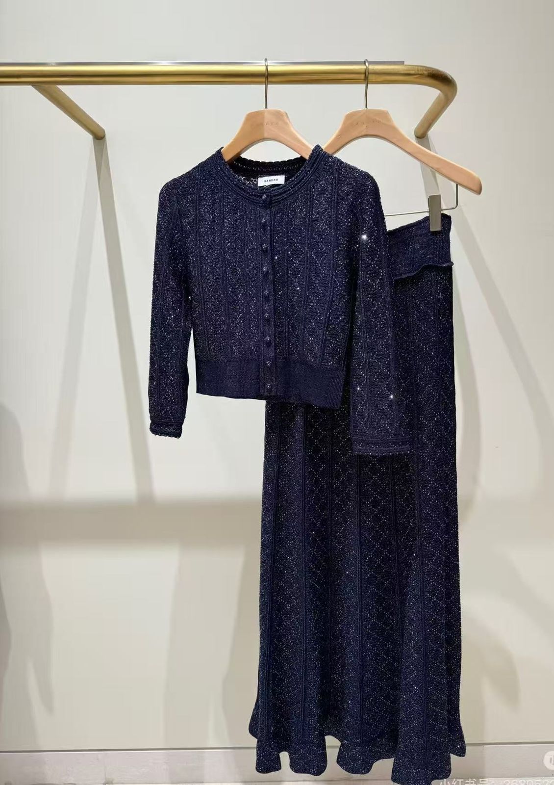 Sandro Women Sparkle Knit Two-Piece Maxi Dress Set