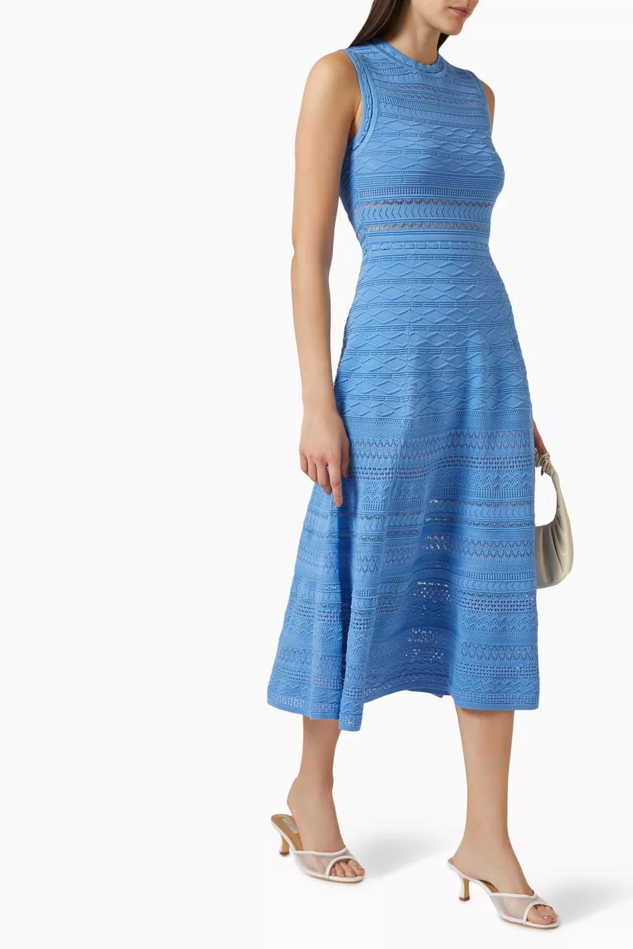 Sandro Sleeveless Knit Midi Dress with Textured Pattern