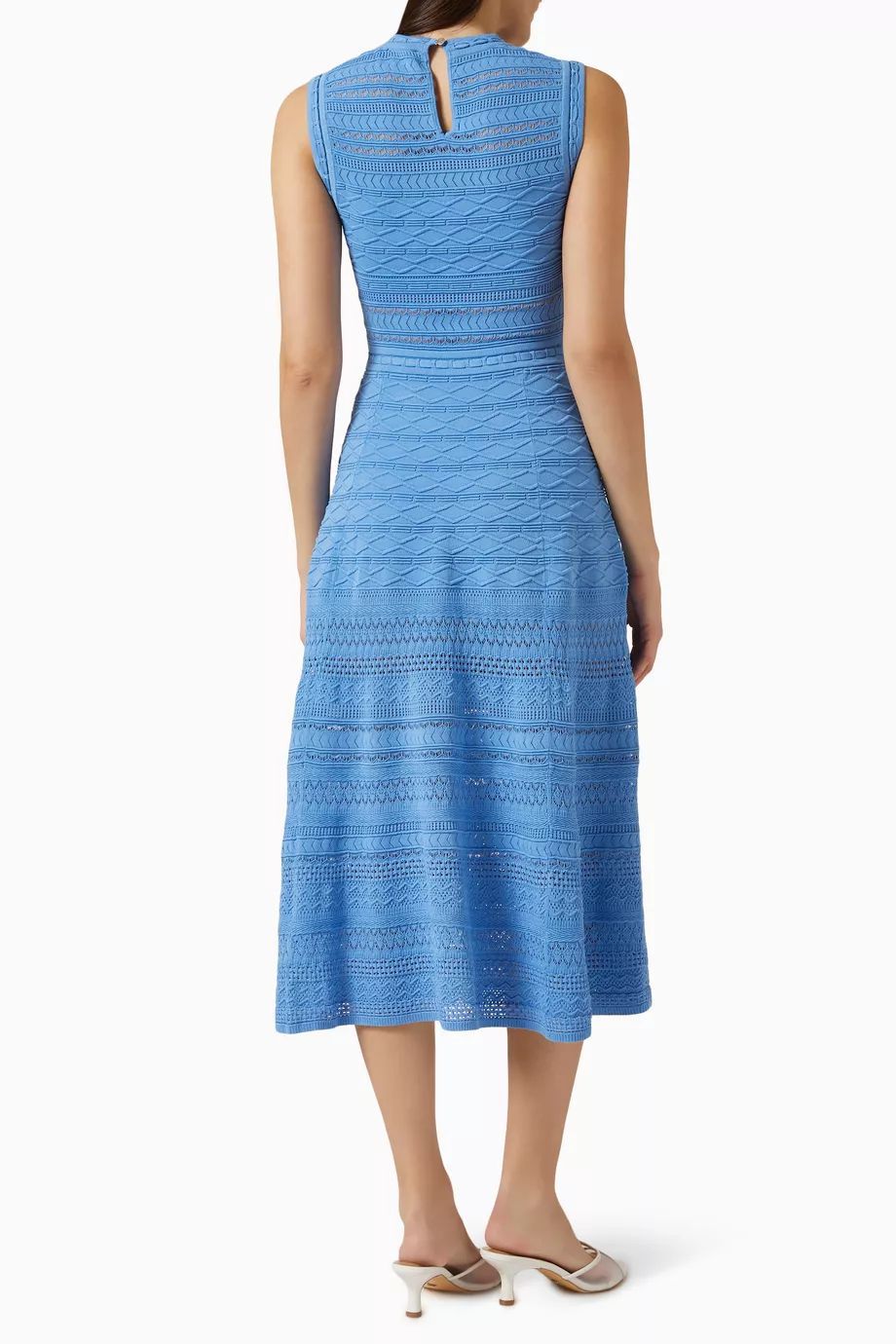 Sandro Sleeveless Knit Midi Dress with Textured Pattern