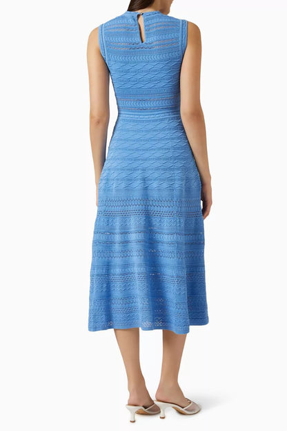 Sandro Sleeveless Knit Midi Dress with Textured Pattern