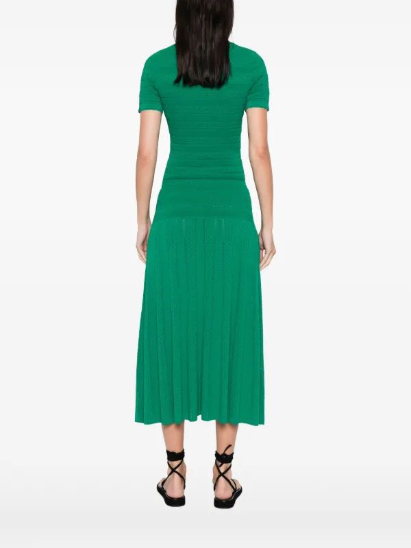 Sandro Button-Front Knit Midi Dress with Short Sleeves