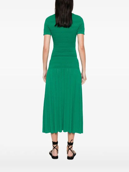 Sandro Button-Front Knit Midi Dress with Short Sleeves