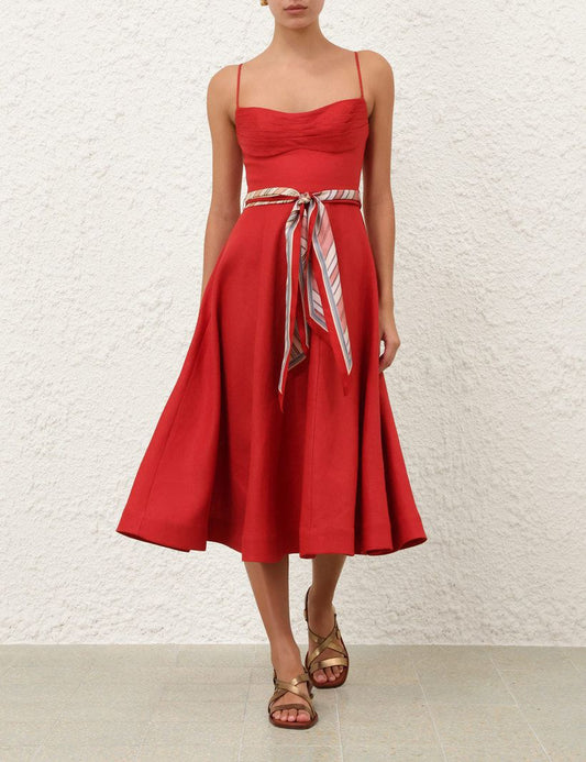 Zimmermann Women Tie-Waist Spaghetti Strap Midi Dress