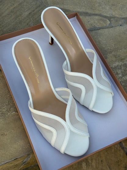 Gianvito Rossi Mules in Organza Mesh & Suede