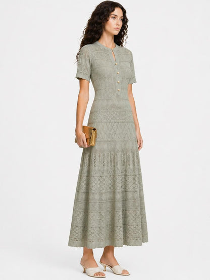 Sandro Elegant Knit Button Front Long Dress