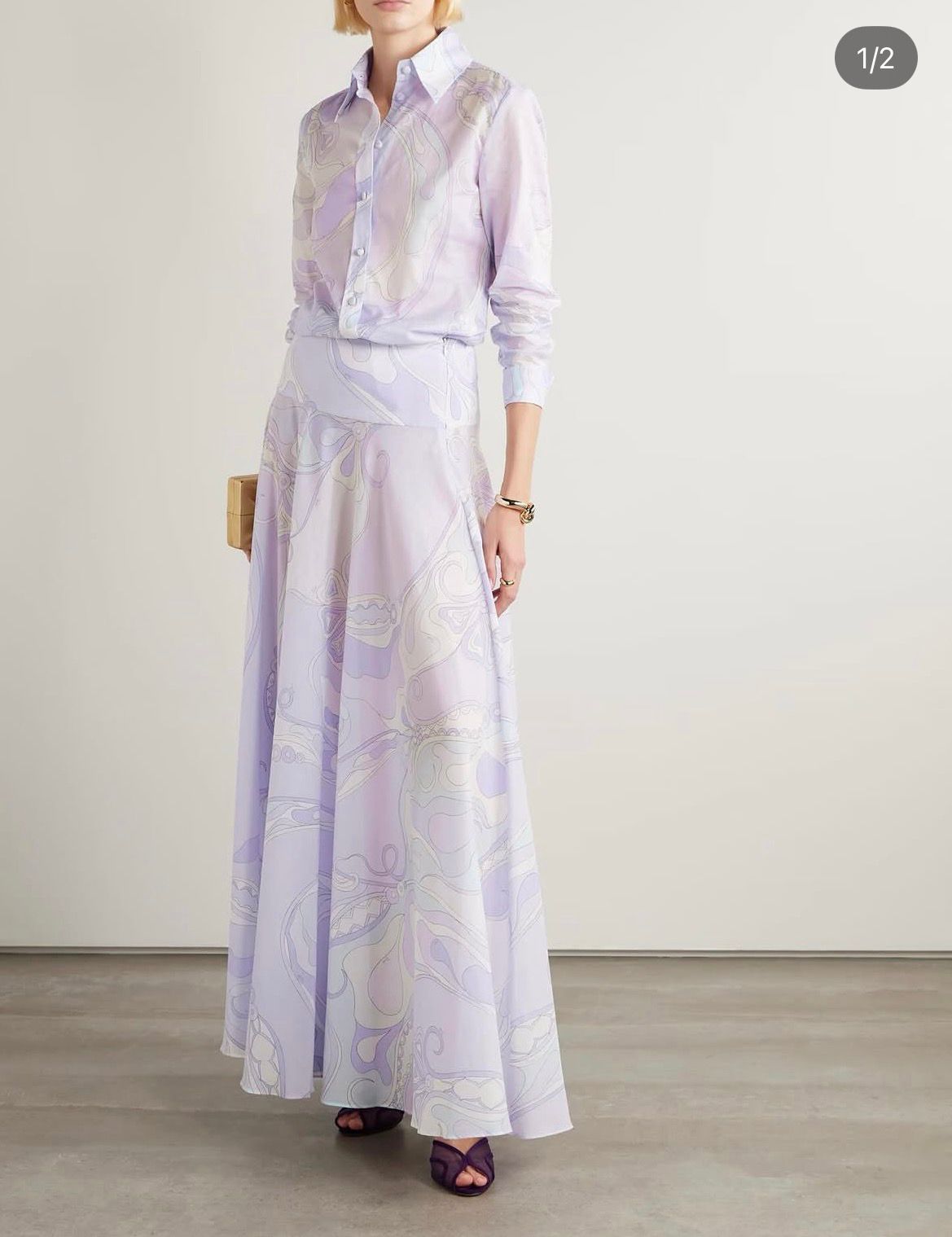 Pucci Full Set Printed Button-Up Shirt and Maxi Skirt Set