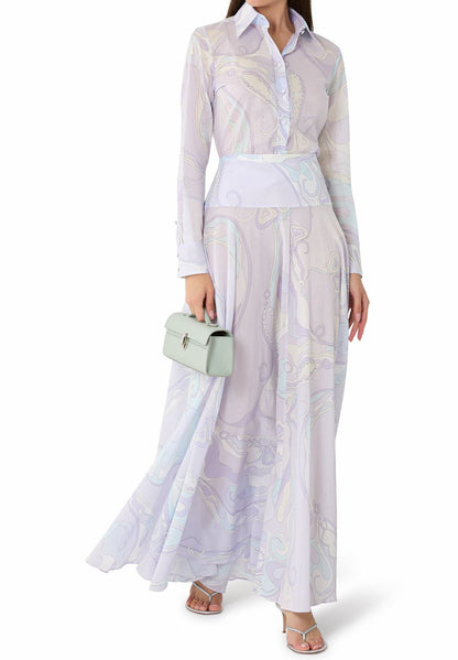 Pucci Full Set Printed Button-Up Shirt and Maxi Skirt Set