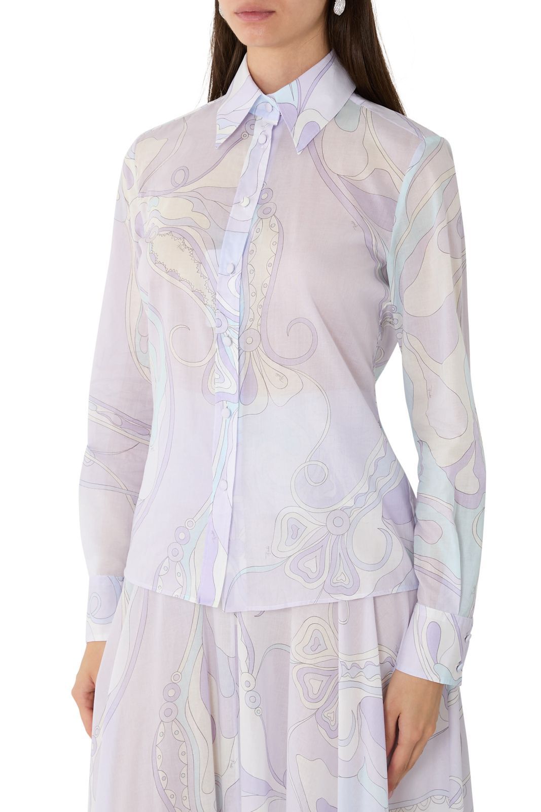 Pucci Full Set Printed Button-Up Shirt and Maxi Skirt Set