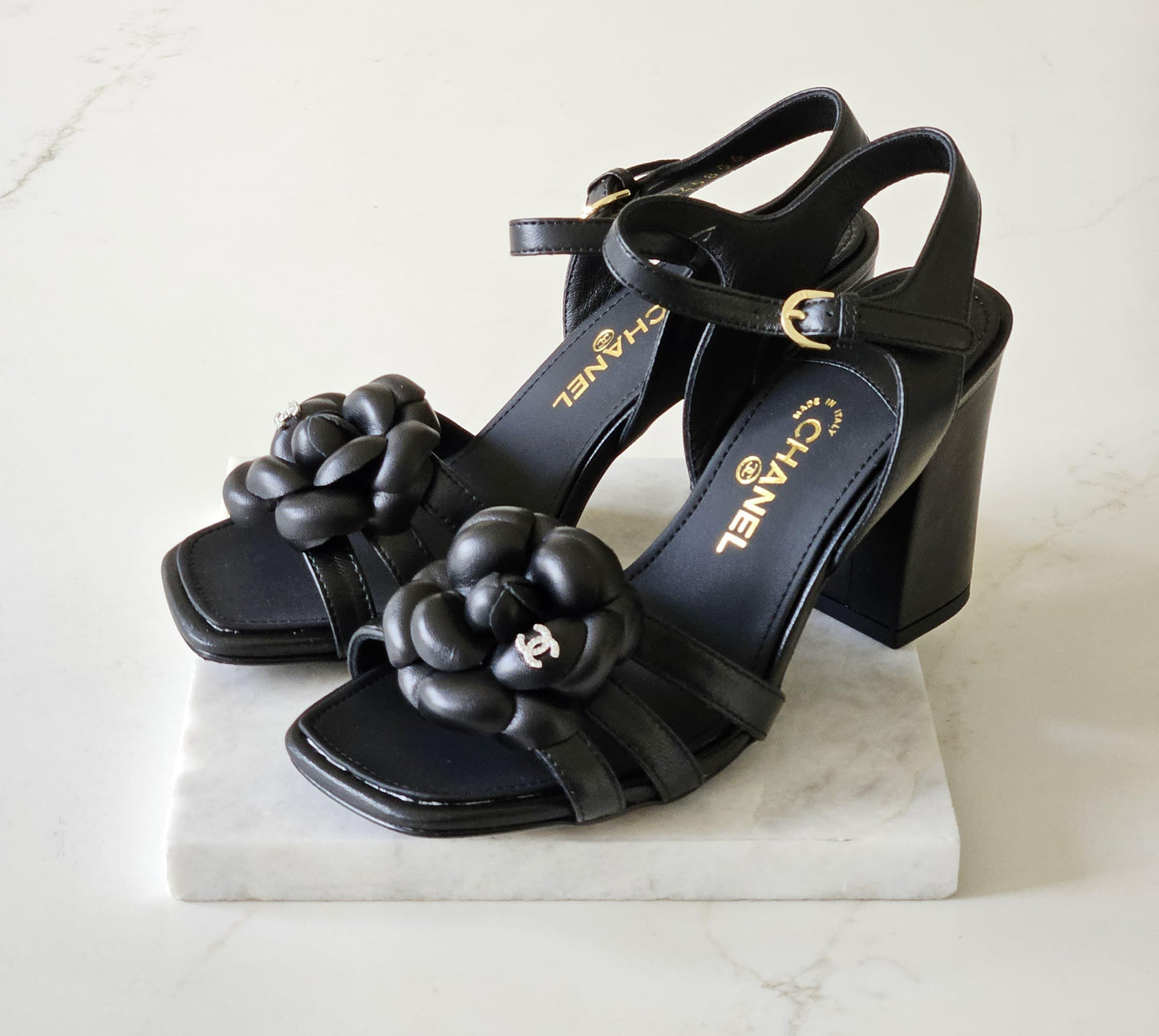 CHANEL Ankle-Strap Heeled Sandals