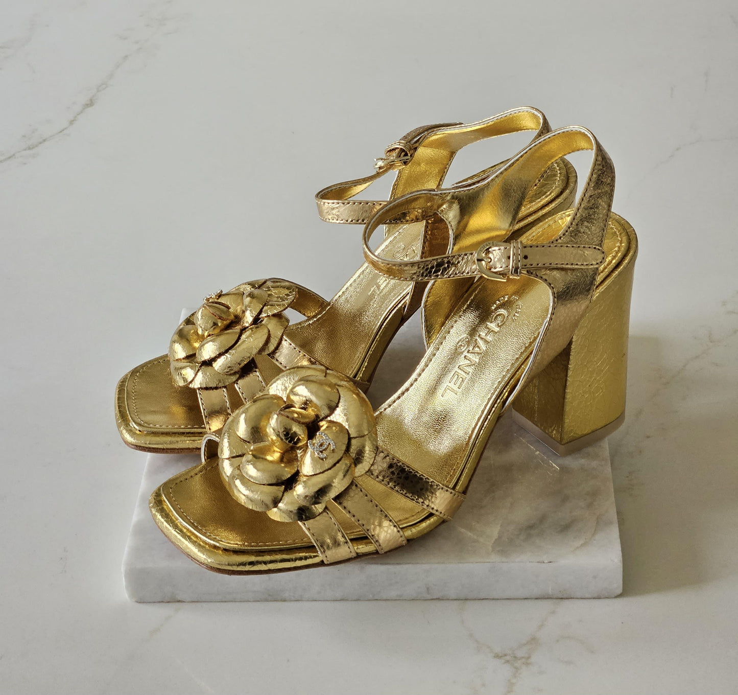CHANEL Ankle-Strap Heeled Sandals