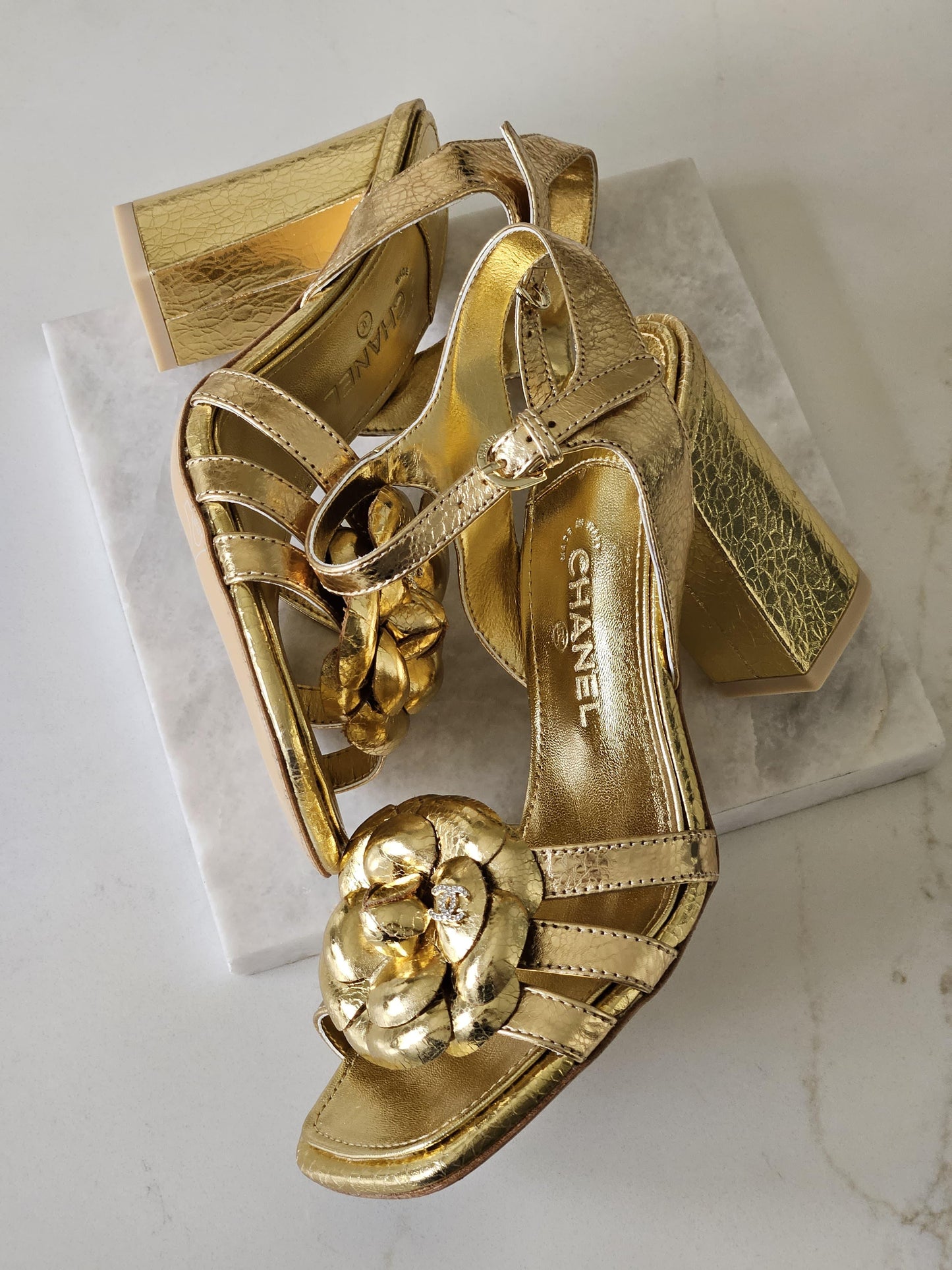CHANEL Ankle-Strap Heeled Sandals