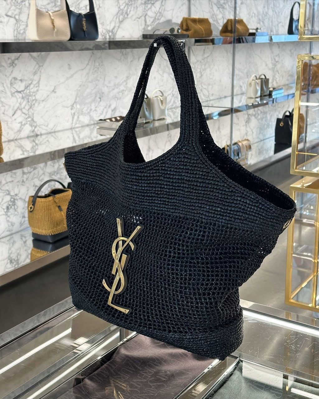 YSL ICARE IN RAFFIA