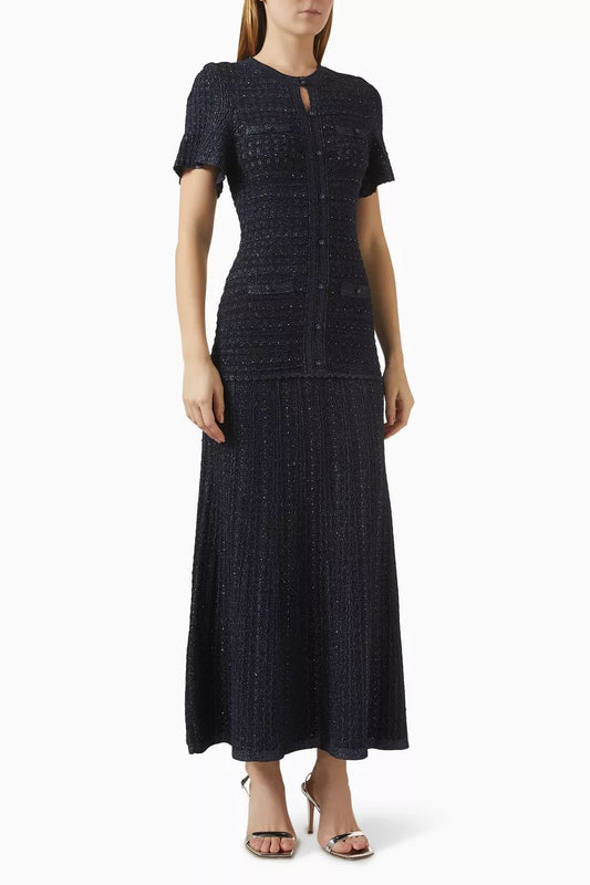 SANDRO Rhinestone Maxi Dress in Knit