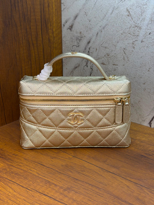 Chanel Metallic Caviar Vanity Bag