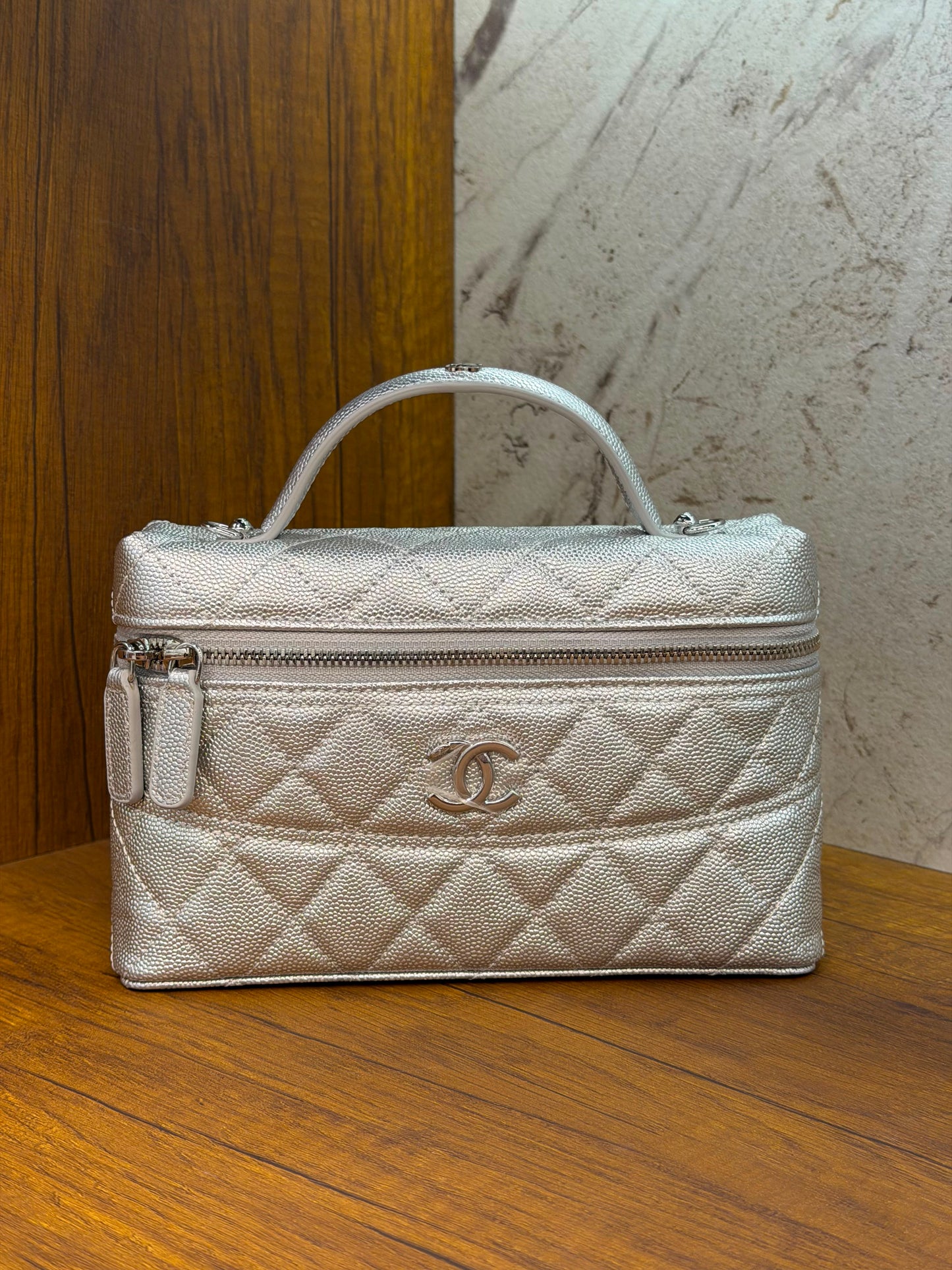 Chanel Metallic Caviar Vanity Bag