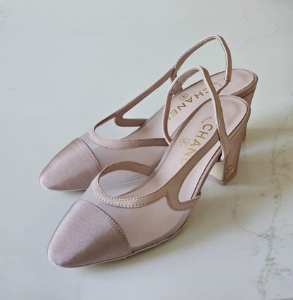 CHANEL Slingbacks in Mesh and Grosgrain