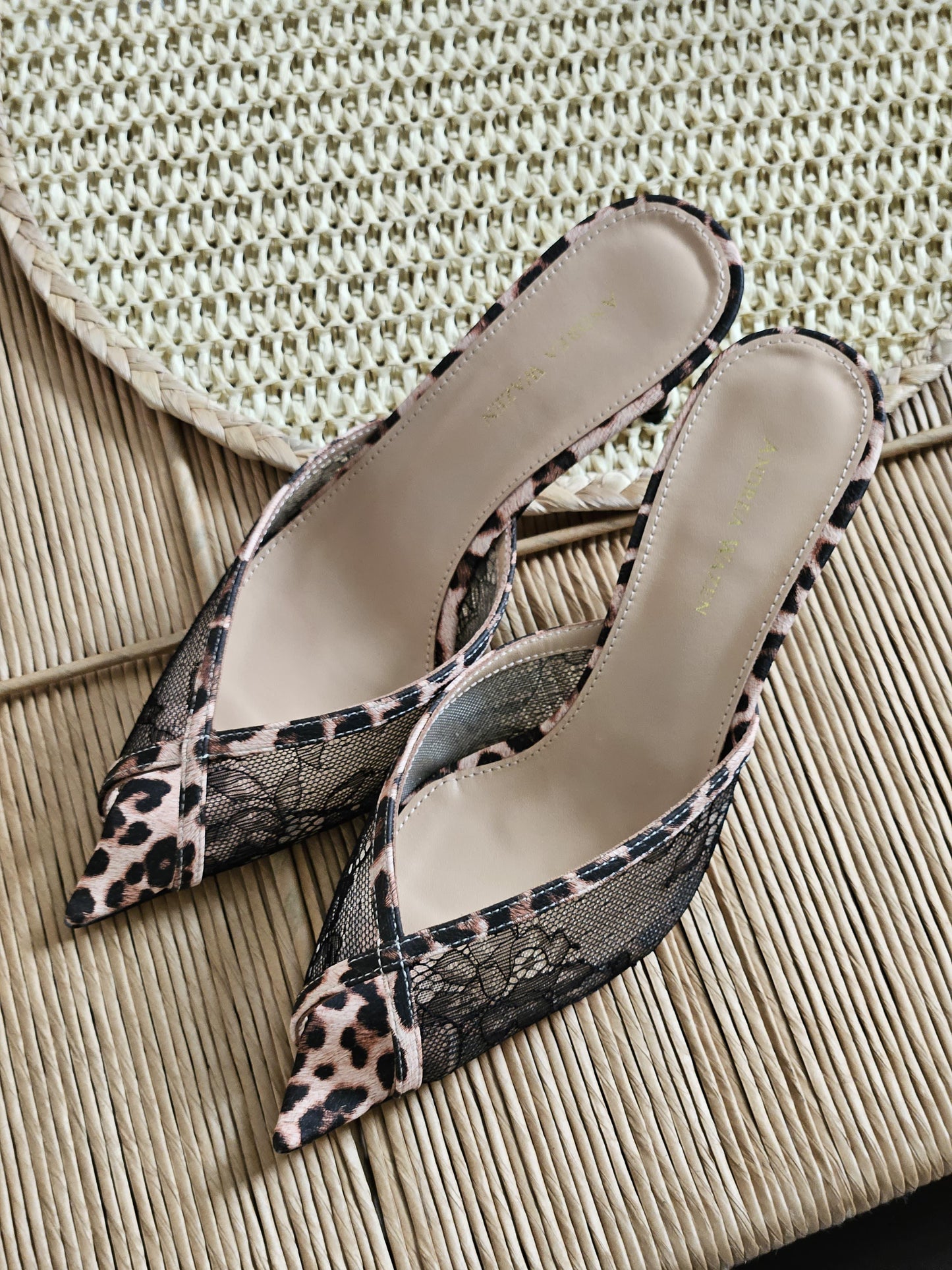Andrea Wazen Katy Sling Lace Leopard