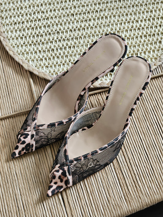 Andrea Wazen Katy Sling Lace Leopard