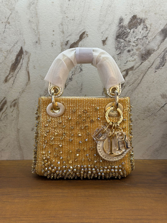 Dior Mini Lady Dior Crystal Embellished Top Handle Bag