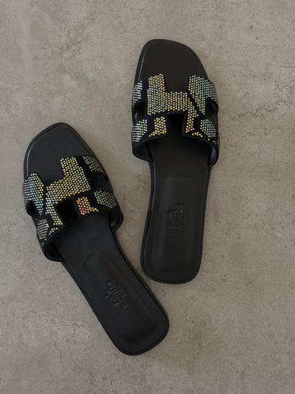 Hermès Oran Sandal in Suede with Figure Artistique Rhinestone