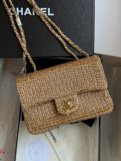 Chanel Mini Classic Handbag in Tweed & Bead Finish