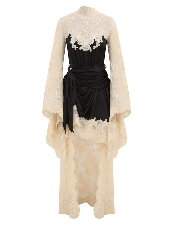 Louis Zimmerman Lace Draped Long Dress