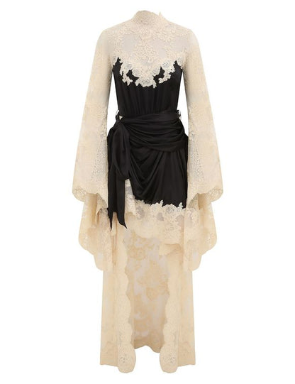 Louis Zimmerman Lace Draped Long Dress