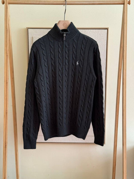Ralf Polo Half Zip Cable Knit Sweater