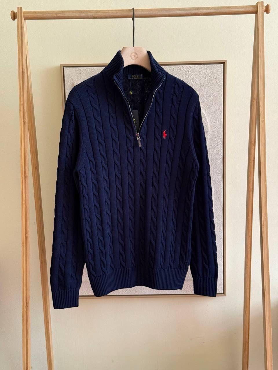 Ralf Polo Half Zip Cable Knit Sweater