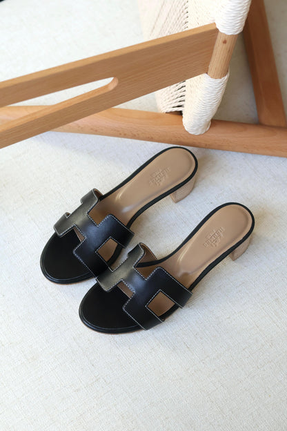 Louis Hermes Heeled Slip-On Sandals