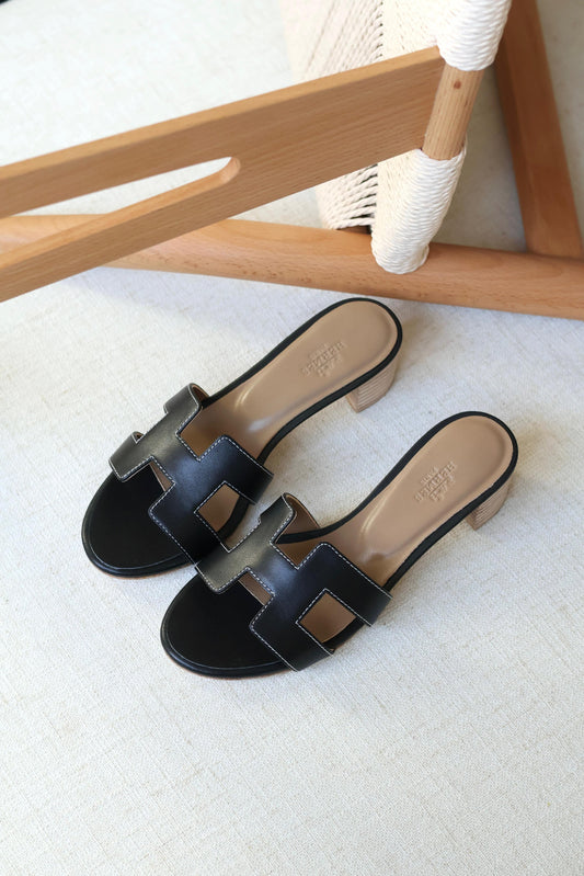 Louis Hermes Heeled Slip-On Sandals