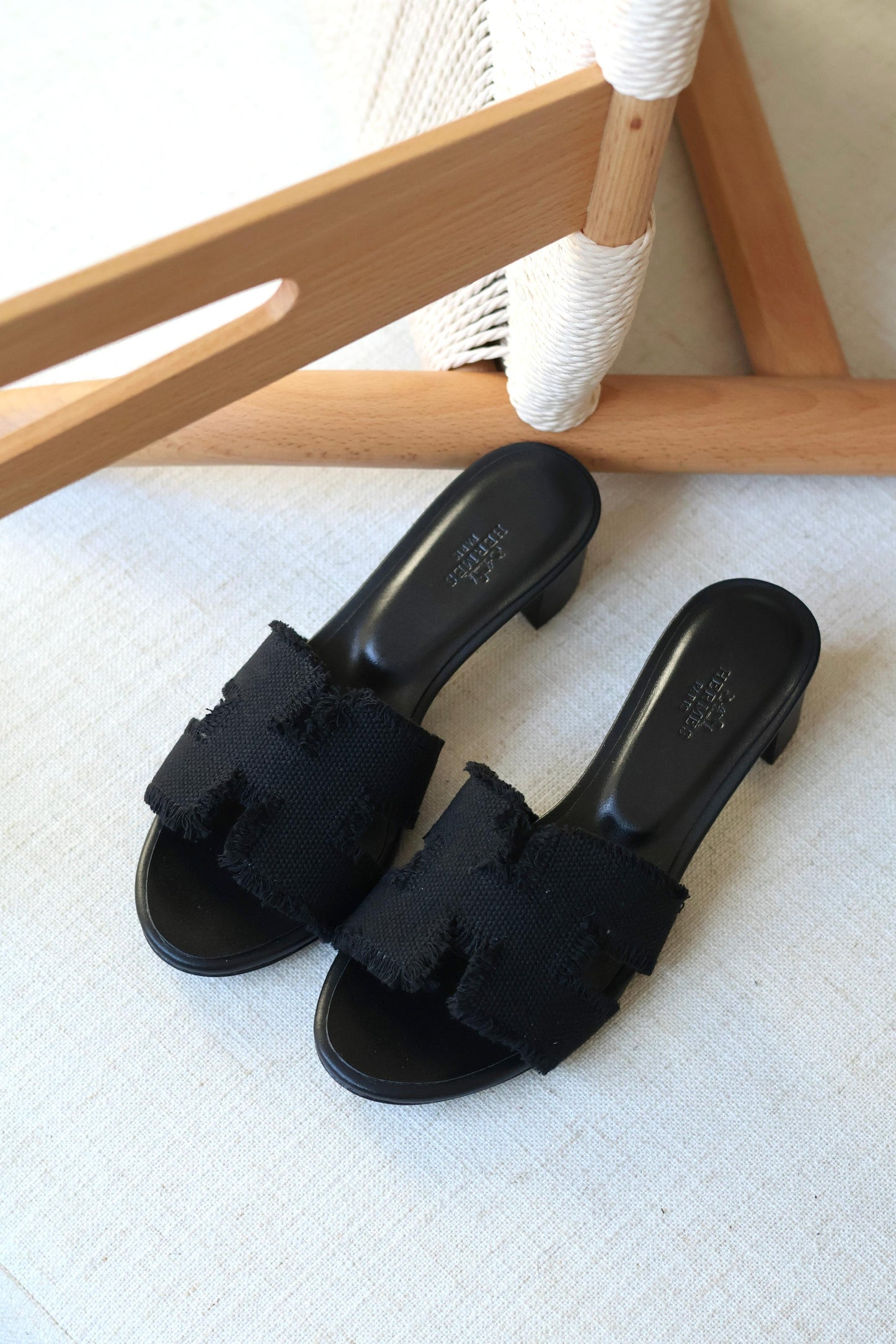 Louis Hermes Heeled Slip-On Sandals