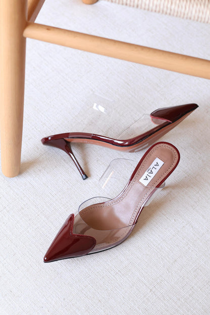 Alaia Transparent Strap Pointed Toe Stiletto Mule Pumps