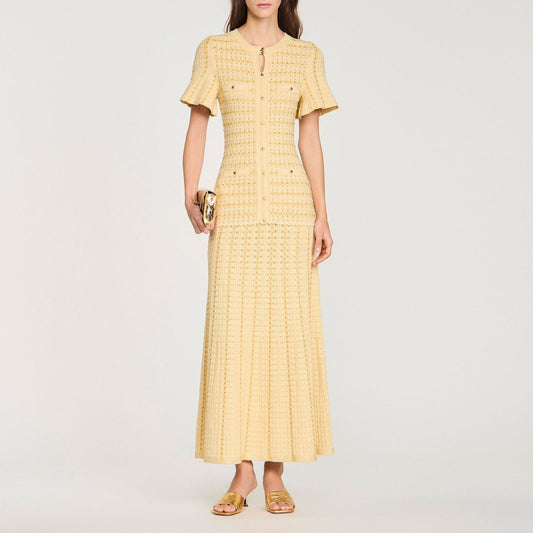 Sandro Women Textured Knit Button-Front Maxi Dress