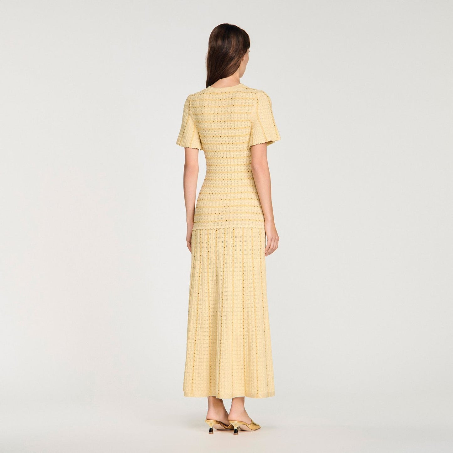 Sandro Women Textured Knit Button-Front Maxi Dress
